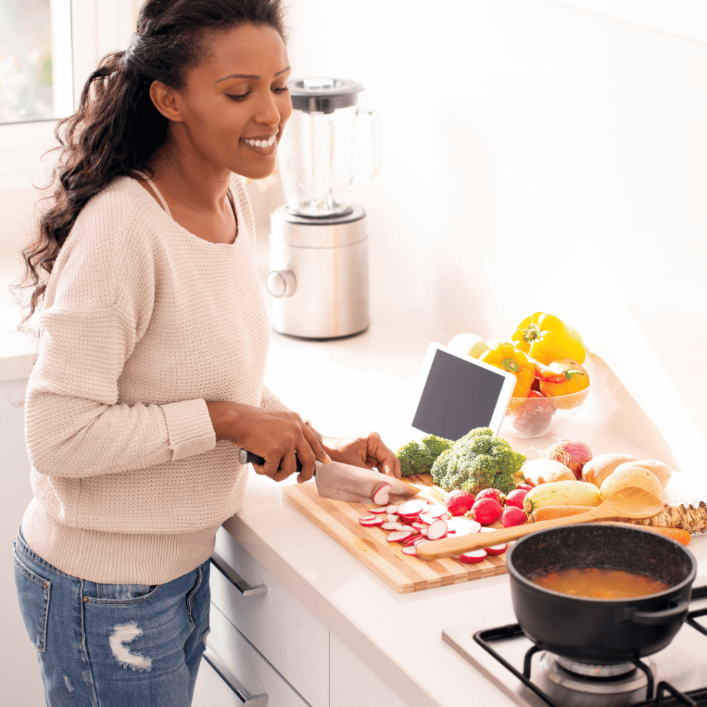 Woman preparing foods that support liver health and detoxification