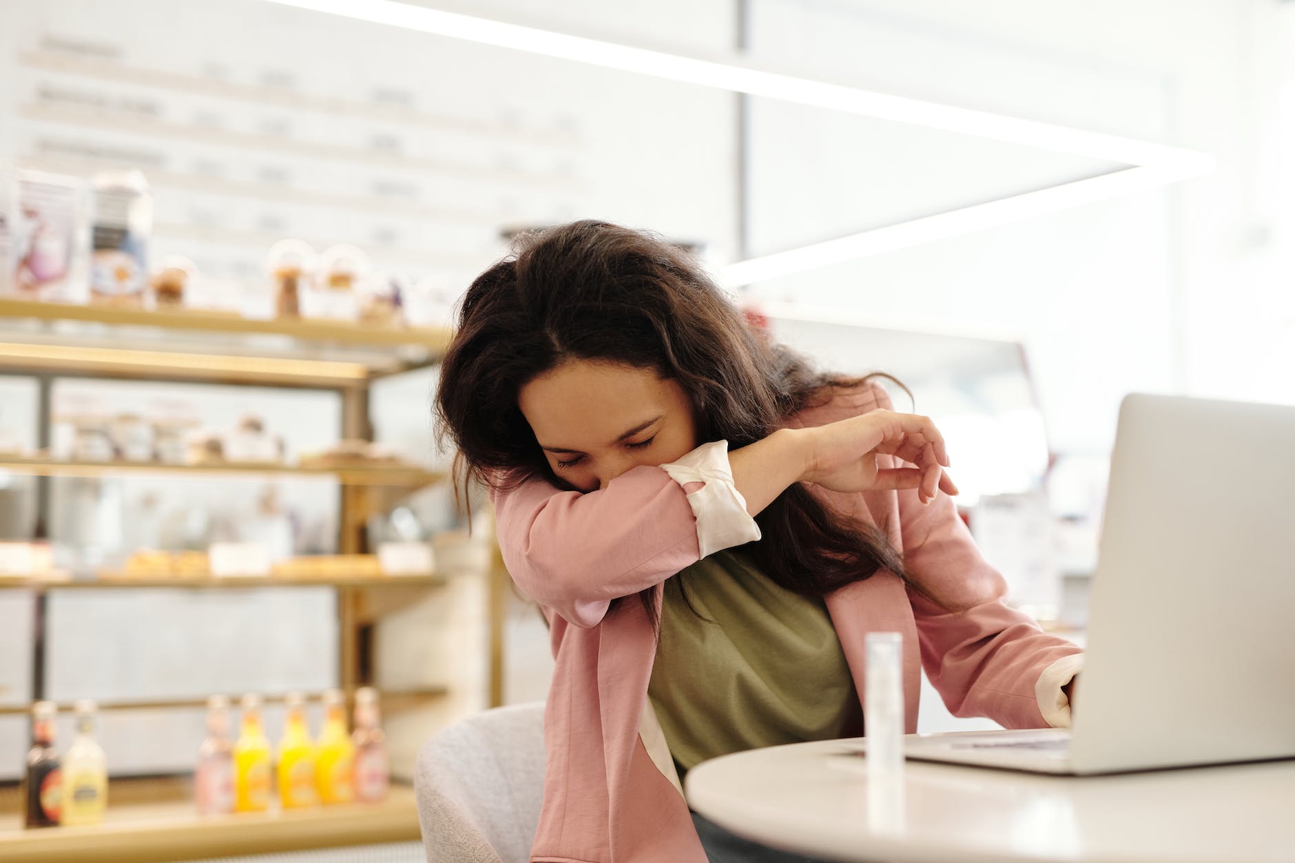 A woman suffering from seasonal allergies