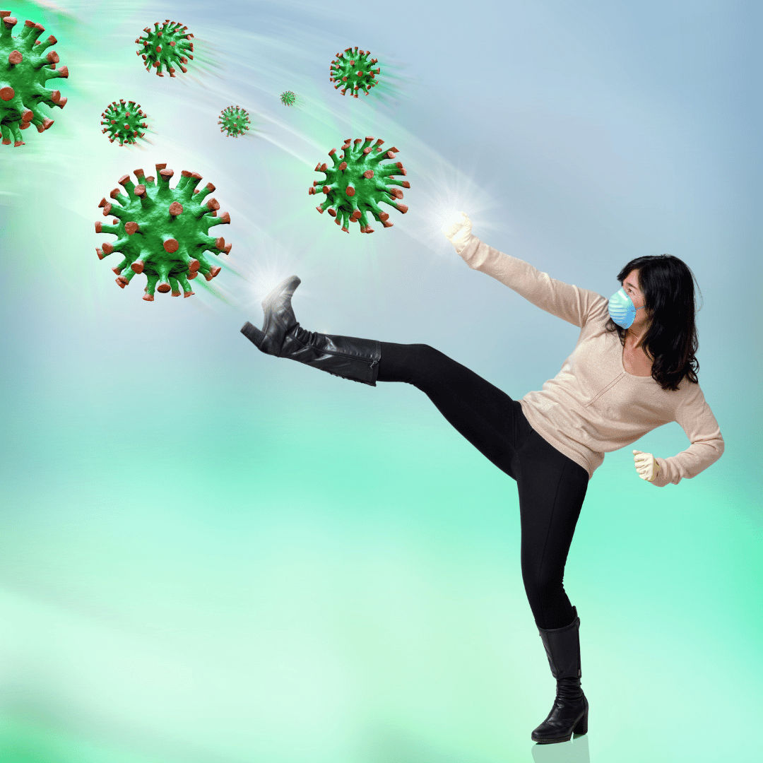 Woman fighting a virus