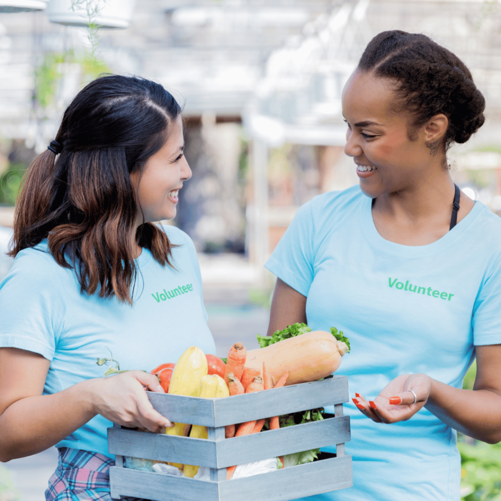 Women volunteers, delivering food that is beneficial to the gut microbiome